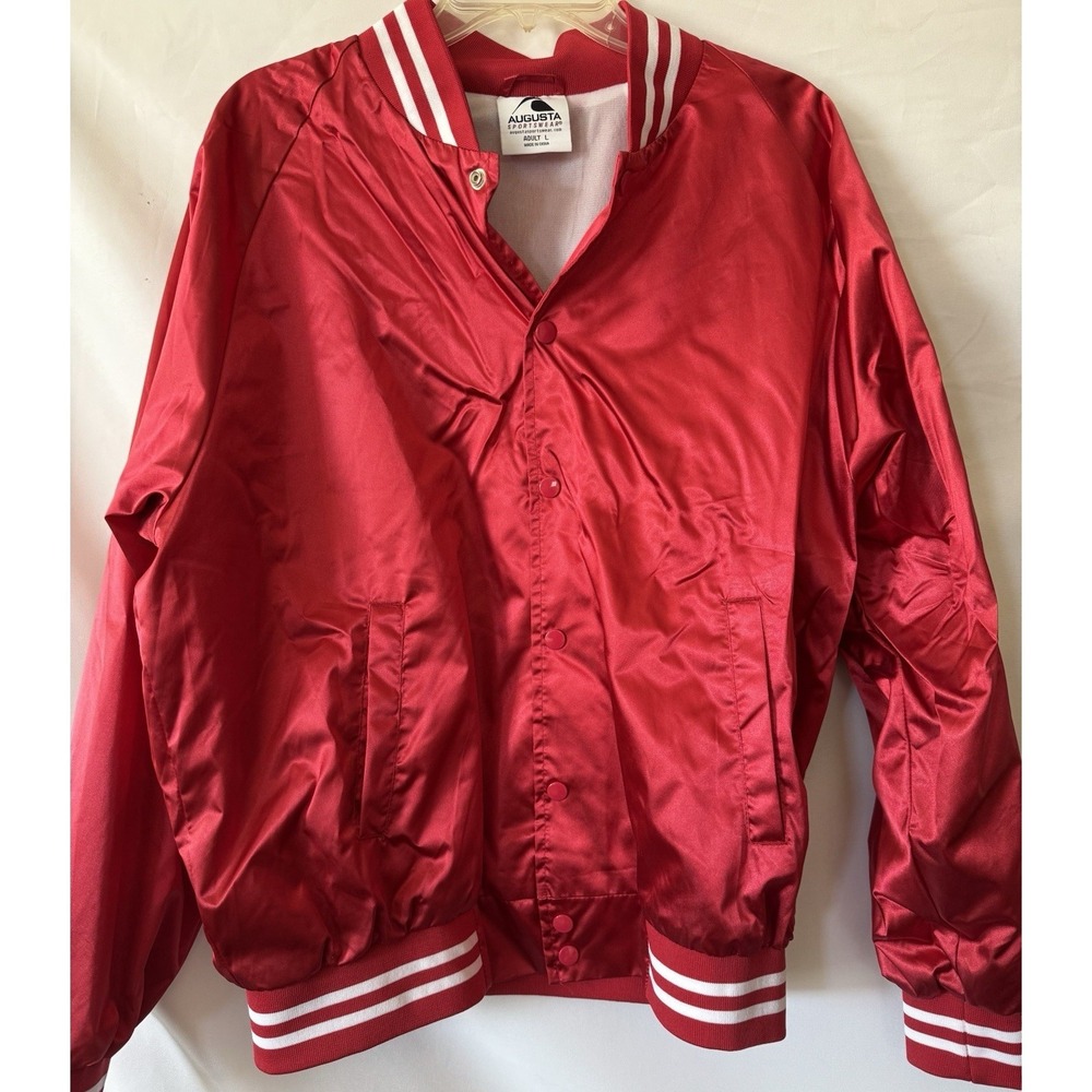 Augusta Sportswear Men's Baseball Jacket Satin Red Sz Large